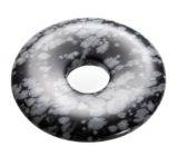 Obsidián vločkový Donut přírodní kámen 30 mm, kámen záchrany