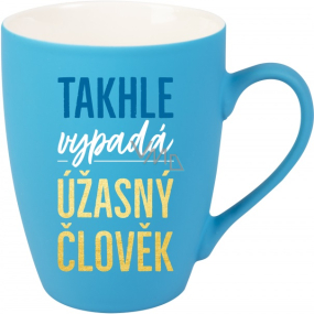 Albi Sametový hrnek Úžasný člověk tyrkysový 300 ml