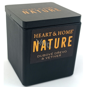 Heart & Home Nature Dubové dřevo a vetiver vonná svíčka sklo, doba hoření až 20 hodin 80 g