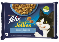 Felix Sensations Jellies Multipack losos a treska v ochuceném želé, kompletní krmivo pro dospělé kočky 4 x 85 g