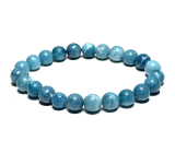 Larimar náramek elastický přírodní kámen, kulička 8 mm / 16 - 17 cm, kámen bájné Atlantidy