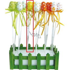 Vajíčko dřevěné s puntíky žluté zápich 3 cm + špejle 1 kus