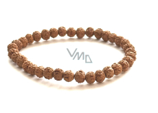 Rudraksha náramek elastický z přírodního semene, kulička 6 mm / 16 - 17 cm