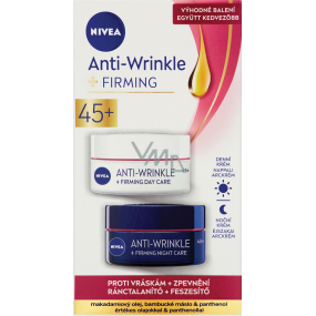 Nivea Anti-Wrinkle + Firming 45+ zpevňující denní krém proti vráskám 50 ml + zpevňující noční krém proti vráskám 50 ml, duopack