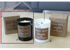 Lima Natur Wick Black & White Vanilka a skořice Aroma svíčka dřevěný knot černá 175 g 1 kus