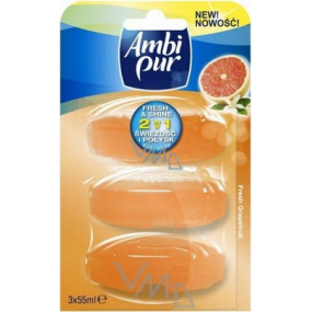 Ambi Pur Fresh & Shine 2v1 Fresh Grapefruit toaletní blok náplň 3 x 55 ml