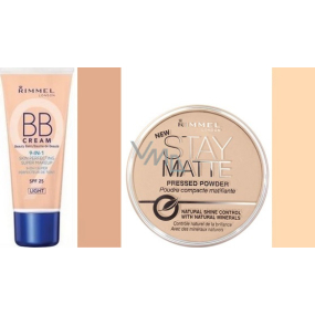 Rimmel London Beauty Balm BB krém 02 Medium 30 ml + Stay Matte Powder pudr 004 Sandstorm 14 g