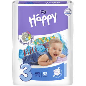 Bella Happy 3 Midi 5-9 kg plenkové kalhotky 52 kusů