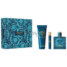 Versace Eros Eau de Parfum parfémovaná voda 100 ml + sprchový gel 150 ml + parfémovaná voda 10 ml, dárková sada pro muže