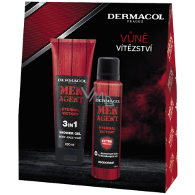 Dermacol Men Agent Eternal Victory sprchový gel 250 ml + deodorant sprej 150 ml, kosmetická sada pro muže