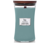 WoodWick Evergreen Cashmere - Kašmír a lesní jehličnany vonná svíčka s dřevěným knotem a víčkem sklo velká 609 g