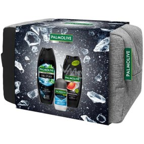 Palmolive Men Energising 3v1 sprchový gel 250 ml + Men Intense Cool Splash 4v1 sprchový gel 500 ml + Men Pure Arctic antiperspirant roll-on 50 ml + kosmetická taška, kosmetická sada pro muže