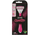 Wilkinson Quattro for Woman holicí strojek 4 břitý pro ženy + náhradní hlavice 1 kus