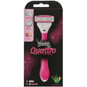 Wilkinson Quattro for Woman holicí strojek 4 břitý pro ženy + náhradní hlavice 1 kus