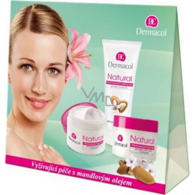 Dermacol Natural Výživný mandlový denní krém 50 ml + noční krém 50 ml + krém na ruce 100 ml, kosmetická sada