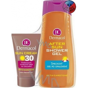 Dermacol Sun SPF30 voděodolný ochranný krém na opalování 50 ml + sprchový gel 250 ml, kosmetická sada
