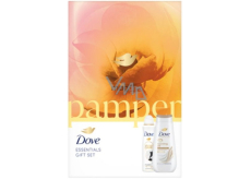 Dove Pamper sprchový gel 225 ml + antiperspirant sprej 150 ml, kosmetická sada pro ženy