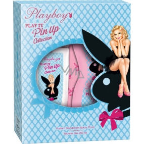 Playboy Play It Pin Up Collection parfémovaný deodorant sklo pro ženy 75 ml + sprchový gel 250 ml, kosmetická sada