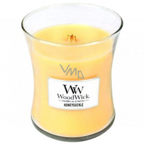 WoodWick Honeysuckle - Zimolez a Jasmín vonná svíčka s dřevěným knotem a víčkem sklo střední 275 g