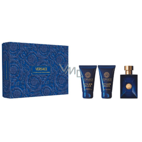 Versace Dylan Blue pour Homme toaletní voda 50 ml + balzám po holení 50 ml + sprchový gel 50 ml, dárková sada pro muže