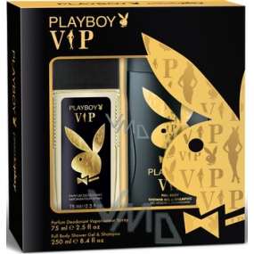 Playboy Vip for Him parfémovaný deodorant sklo pro muže 75 ml + sprchový gel 250 ml, kosmetická sada