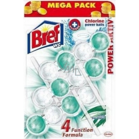 Bref Power Aktiv 4 Formula Chlorine Fresh Eucalyptus WC blok pro hygienickou čistotu a svěžest Vaší toalety, zbarvuje vodu Mega pack 3x50 g