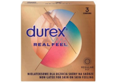 Durex Real Feel nelatexový kondom pro přirozený pocit kůže na kůži, nominální šířka: 56 mm 3 kusy