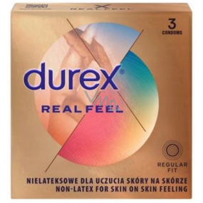 Durex Real Feel nelatexový kondom pro přirozený pocit kůže na kůži, nominální šířka: 56 mm 3 kusy