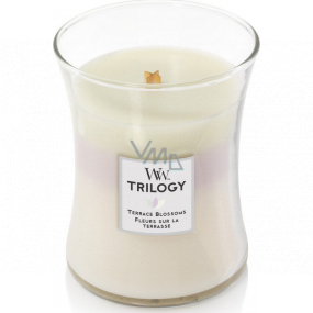 WoodWick Trilogy Terrace Blossoms - Rozkvetlá terasa vonná svíčka s dřevěným knotem a víčkem sklo střední 275 g