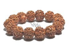 Rudraksha náramek elastický přírodní kámen, kulička 18 mm / 19 cm