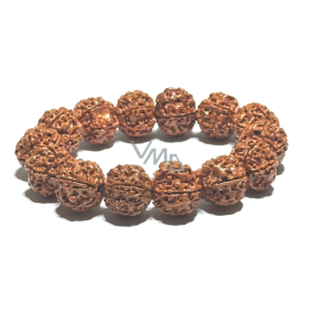 Rudraksha náramek elastický přírodní kámen, kulička 18 mm / 19 cm