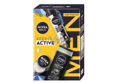 Nivea Men Keep It Active Invisible Black & White Original antiperspirant sprej 150 ml + Nivea Men Active Clean sprchový gel 250 ml + Nivea Men Creme krém na obličej, tělo a ruce 30 ml, kosmetická sada pro muže