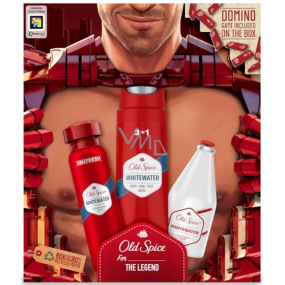 Old Spice Ironman Whitewater sprchový gel 250 ml + voda po holení 100 ml + deodorant sprej 150 ml + hrací domino, kosmetická sada pro muže