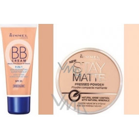 Rimmel London BB krém Beauty Balm 02 Meidum 30 ml + pudr Stay Matte Powder 14 g