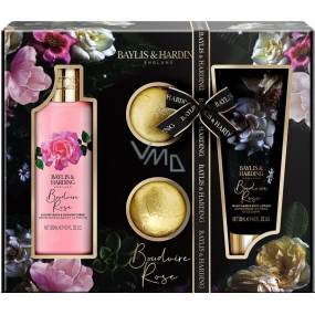 Baylis & Harding Boudoire Rose pěna do koupele 300 ml + mléko na tělo a ruce 200 ml + šumivá koule do koupele 2 x 75 g, kosmetická sada pro ženy