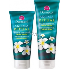 Dermacol Aroma Ritual Tibetský jasmín Zklidňující tělové mléko 200 ml + sprchový gel 250 ml, kosmetická sada