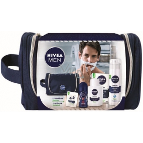 Nivea Men Balm Sensitive balzám po holení 100 ml + gel na holení 200 ml + antiperspirant roll-on 50 ml + taška kosmetická sada