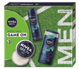 Nivea Men Feeling Game on krém na obličej, tělo a ruce 150 ml + Nivea Men Ultra Charge antiperspirant sprej 150 ml + Nivea Men Ultra Charge sprchový gel 250 ml, kosmetická sada pro muže