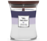 WoodWick Trilogy Evening Luxe - Večerní luxus vonná svíčka s dřevěným knotem a víčkem sklo střední 275 g