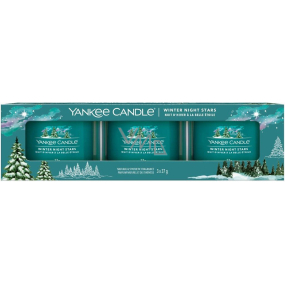 Yankee Candle Winter Night Stars - Hvězdy zimní noci vonná svíčka votivní ve skle 3 x 37 g, dárková sada