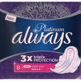 Always Platinum 3 x Triple Protection Ultra Super Plus hygienické vložky s křidélky 8 kusů