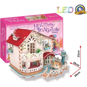 CubicFun Puzzle 3D svítící Holiday Bungalow Dollhouse Chatka pro panenky 114 dílků pro děti 29 x 26 x 23 cm