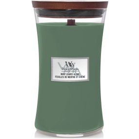 WoodWick Mint Leaves & Oak - Mátové lístky a dub vonná svíčka s dřevěným knotem a víčkem sklo velká 609,5 g