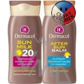 Dermacol Sun Milk SPF20 voděodolné mléko na opalování + After Sun Balm 200 ml, kosmetická sada