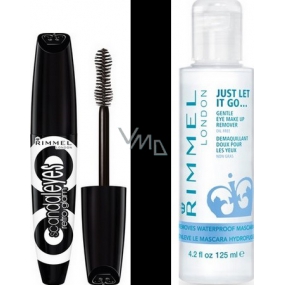 Rimmel London Scandaleyes Retro Glam řasenka 001 Black 12 ml + Gentle Eye Make-up Remover odličovač očního make-upu 125 ml, kosmetická sada