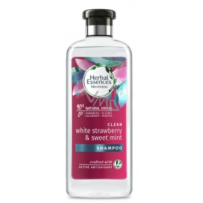 Herbal Essences Clean Strawberry & Sweet Mint Šampon s jahodami a mátou, pro lesklé a hydratované vlasy, bez parabenů 400 ml