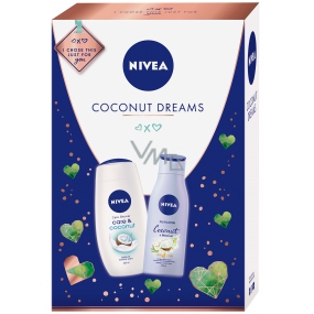 Nivea Coconut Dreams tělové mléko pro ženy 200 ml + Care & Coconut sprchový gel 250 ml, kosmetická sada