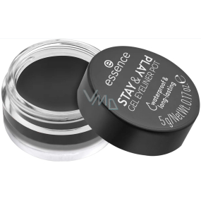 Essence Stay & Play Waterproof gelové oční linky 01 Black 5 g