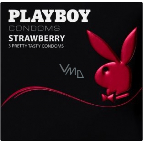 Playboy Lubrificati Strawberry kondom s jahodovou vůní s hladkým povrchem 3 kusy