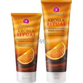 Dermacol Aroma Ritual Belgická čokoláda Harmonizující tělové mléko 200 ml + sprchový gel 250ml, kosmetická sada